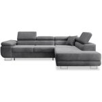 Intensedeco - canap� d'angle droit convertible marius velours c�tel� gris fonc�