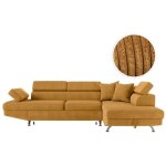 Canap d'angle droit convertible rio 5 places avec coffre de rangement en velours ctel - jaune