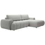 Vente - unique - canap d'angle droit convertible en tissu gris clair fridora