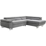 Canapé d'angle droit convertible en tissu texturé gris nurazio Canapé d'angle droit convertible en tissu texturé gris nurazio