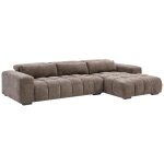 Canap d'angle droit en tissu textur taupe loponza