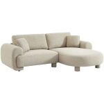 Canapé d'angle droite 3 places tissu, pieds ronds l 231 x p 160 / 88 cm - zenio en tissu beige Canapé d'angle droite 3 places tissu, pieds ronds l 231 x p 160 / 88 cm - zenio en tissu beige