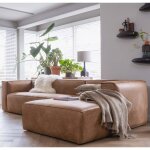 M&s - canapé d'angle à droite 305x175x73 cm en aspect cuir camel - rula M&s - canapé d'angle à droite 305x175x73 cm en aspect cuir camel - rula