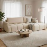 M&s ? canap� d'angle convertible � droite en tissu textur� beige ? rembourrage mousse haute densit� ? ...