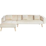 Beliani - canap d'angle  droite en velours capitonn fonction couchage beige clair vadso