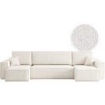 Loungitude ? canap� d'angle panoramique convertible 6 places en tissu bouclette doux ? grand format en ...