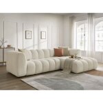 Bobochic - canap d'angle fixe talia tissu bouclette angle droit beige
