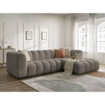 Bobochic - canap� d'angle fixe talia tissu bouclette angle droit marron