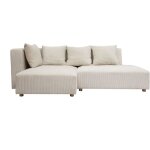 Miliboo - canapé d'angle gauche 3 places en tissu velours côtelé beige et bois clair harlem Miliboo - canapé d'angle gauche 3 places en tissu velours côtelé beige et bois clair harlem