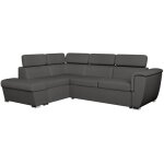 Loungitude - canap d'angle gauche convertible 4 places paola avec coffre en tissu - gris fonc
