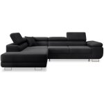 Intensedeco - canap� d'angle gauche convertible marius velours c�tel� noir