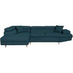 Loungitude - canapé d'angle gauche convertible rio scandinave avec coffre en tissu - bleu, pieds bois ... Loungitude - canapé d'angle gauche convertible rio scandinave avec coffre en tissu - bleu, pieds bois ...