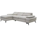 Vente - unique - canap d'angle gauche convertible en tissu textur avec coffre de rangement beige morava ...