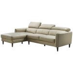 Canap d'angle gauche en cuir de buffle beige salvi