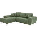 Canap� d'angle gauche en tissu 3 places vert