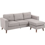 Canap� d'angle - homcom - 3 places - m�ridienne r�versible - cadre en acier - tissu en velours c�tel� ...