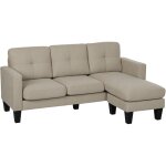 Canap� d'angle - homcom - 3 places - m�ridienne r�versible - dossier capitonn� - tissu aspect lin - 186 ...