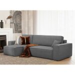 Casa baoli - canapé d'angle lisa convertible réversible coffre velours côtelé gris Casa baoli - canapé d'angle lisa convertible réversible coffre velours côtelé gris