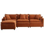 Canap d'angle mridienne convertible, canap sectionnel orange