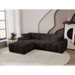 Graingold - canapé d'angle méridienne gauche colombo tissu velours noir Graingold - canapé d'angle méridienne gauche colombo tissu velours noir