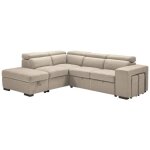 Les tendances - canap d'angle en microfibre avec 2 poufs et 1 coffre selina - beige - angle gauche