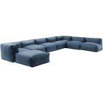 Oviala ? canap� d'angle modulable 8 places bleu pacific ? 5 chauffeuses et 2 angles ? tissu d�perlant ...
