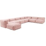Canap� d'angle modulable 8 places rose poudr� - mixi