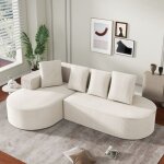 Canapé d'angle modulable en l velours côtelé 3 places, canapé combinable design cloud, assis profond, ... Canapé d'angle modulable en l velours côtelé 3 places, canapé combinable design cloud, assis profond, ...