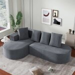 Canapé d'angle modulable en l velours côtelé 3 places, canapé combinable design cloud, assis profond, ... Canapé d'angle modulable en l velours côtelé 3 places, canapé combinable design cloud, assis profond, ...