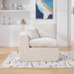 Canap� d?angle modulaire 1 place - dossier et housse amovibles - style scandinave d�contract� - velours ...