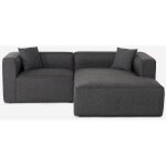 Canap� d'angle modulaire 3 places avec p�ninsule en tissu rylos - gris fonc�