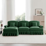 Canap� d'angle modulaire 3 places, tissu chenille, style mid - century moderne, jupe � volants et repose ...