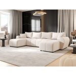 Tendencio - canap� d'angle panoramique molia en u - tissu doux imperm�able beige