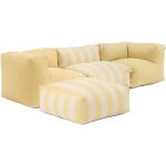 Canap� d'angle ray� de jardin modulable 4 places jaune clair - mixi