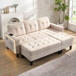 Canapé d'angle, canapé relax 3 places, led + repose - pieds amovible, rembourrage mousse, beige Canapé d'angle, canapé relax 3 places, led + repose - pieds amovible, rembourrage mousse, beige