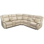 Canap� d'angle relax beige domus ? 2 relaxations avec coffres et porte - gobelets