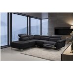 Canap� d'angle relax en cuir de buffle alessandro - noir angle droit