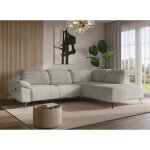 Canap� d'angle relax �lectrique en velours chin� beige solina -