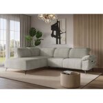 Canap� d'angle relax �lectrique en velours chin� beige solina -