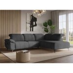 Canap� d'angle relax �lectrique en velours chin� gris solina -