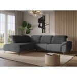 Canap� d'angle relax �lectrique en velours chin� gris solina -