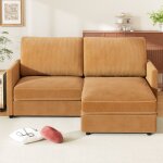 Canap d'angle rversible 2 places en velours ctel, canap confortable moderne en forme de l pour salon, ...