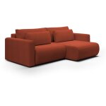 Petits - meubles - canapé d'angle réversible convertible 3 places coffre evy orange brique Petits - meubles - canapé d'angle réversible convertible 3 places coffre evy orange brique