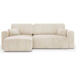 Homifab - canap d'angle rversible convertible 4 places avec coffre de rangement en velours ctel beige ...