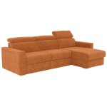 Canap� d'angle r�versible convertible express en tissu chenille terracotta - couchage 160 cm - matelas ...