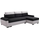 Vente - unique ? canap� d'angle convertible r�versible 4 places en tissu noir et gris clair ? m�canisme ...