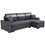 Vente - unique - canap d'angle rversible et convertible en tissu et simili anthracite giany ii
