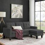 M&s - canapé d'angle réversible avec pouf en microfibre anthracite - lumina M&s - canapé d'angle réversible avec pouf en microfibre anthracite - lumina