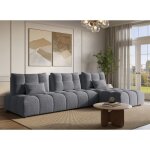 Canapé d'angle réversible en velours texturé gris alana Canapé d'angle réversible en velours texturé gris alana