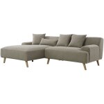 Deco in paris - canap d'angle scandinave avec mridienne en tissu taupe karolina